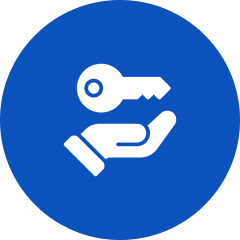 White key above a hand graphic